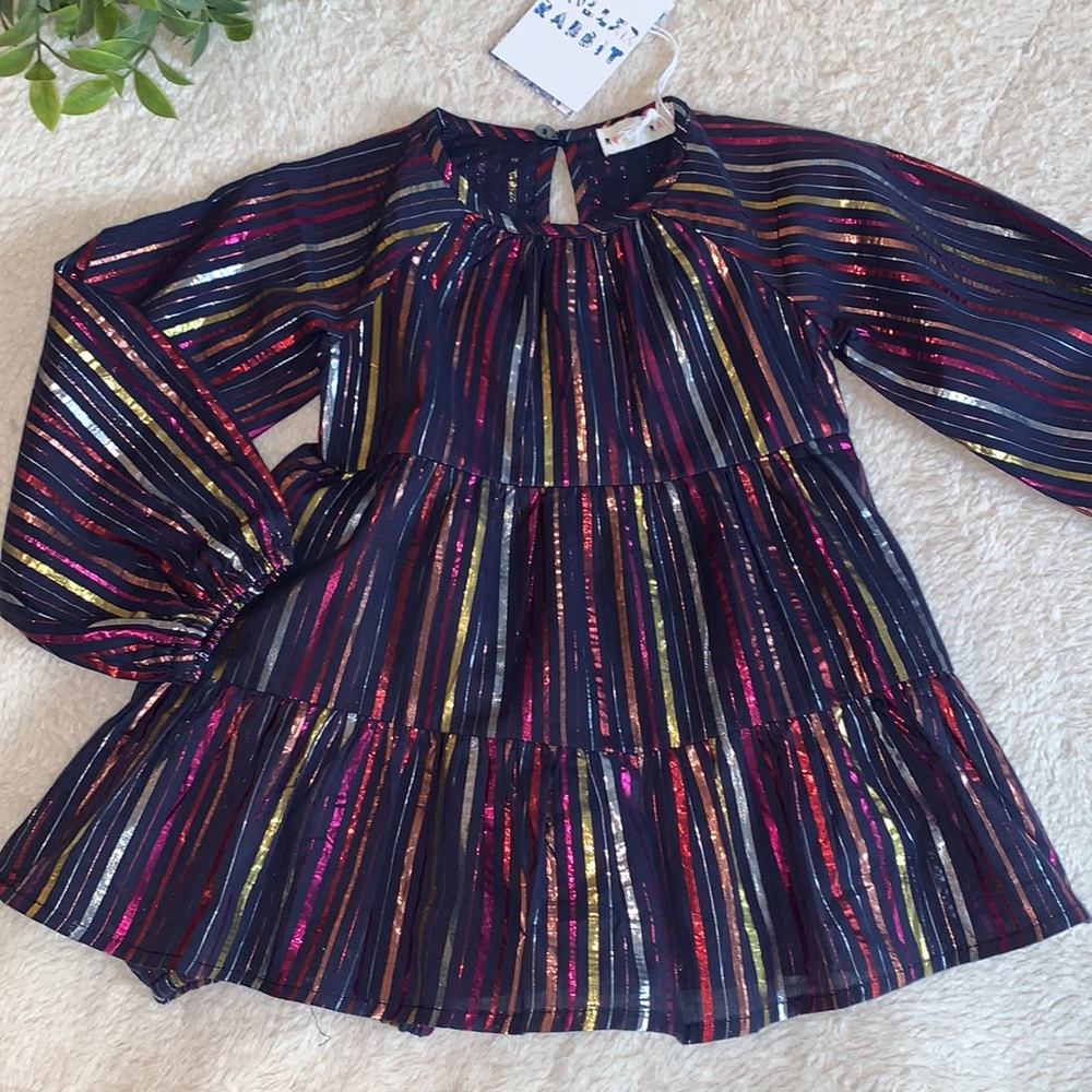 NWT Roller Rabbit Rainbow Lurex Priscilla Dress 24M
